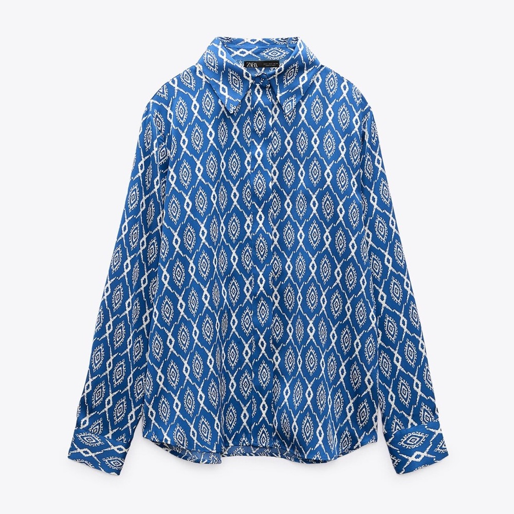 Like New - Zara Printed Silky Blouse - XS
